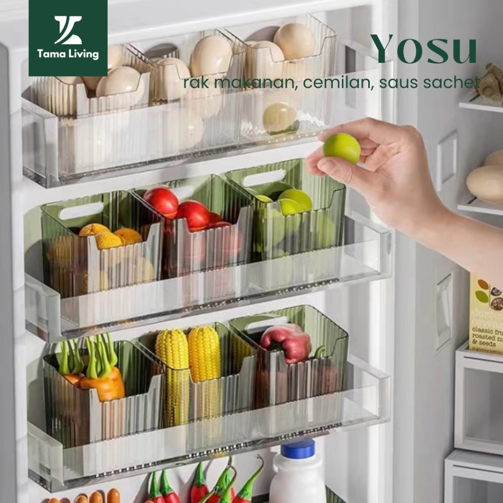 TAMA LIVING Yosu Rak Kulkas Serbaguna Tempat Saus Sambal Sachet Snack Cemilan Rak Makanan