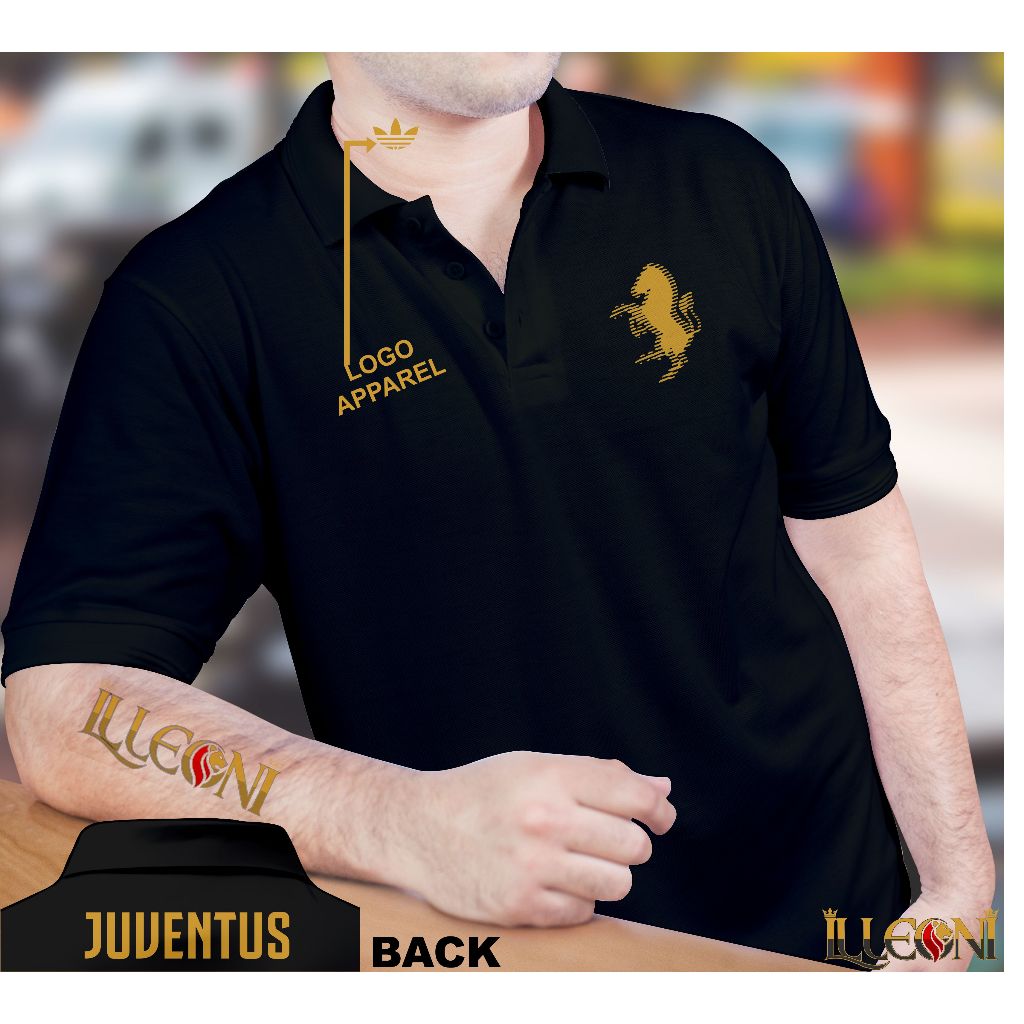 BIGSIZE (S -4XL Kaos Poloshirt Pria Wanita JUVENTUS ZEBRA GOLD Bahan Cotton Lacos Nyaman & Tahan Lam