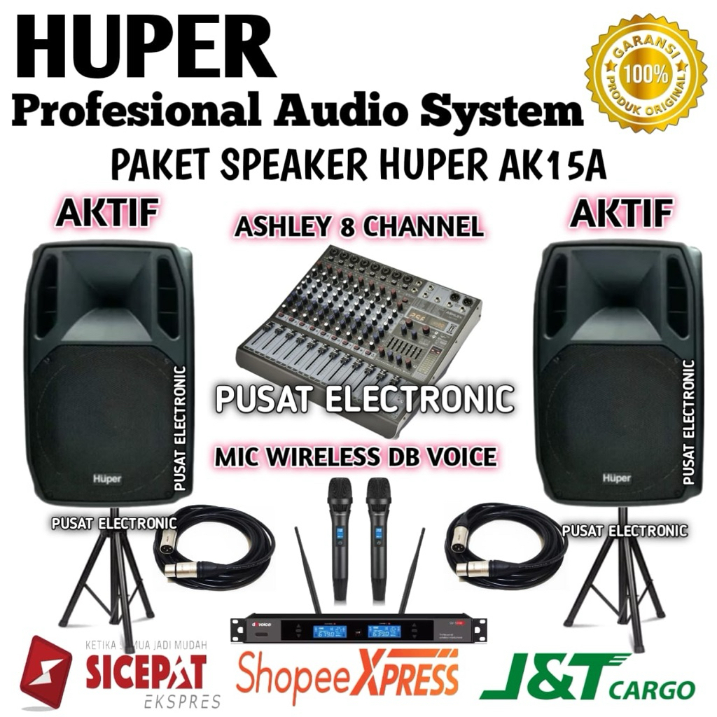 Paket Sound System Speaker Aktif Huper Ak15a Original Speaker aktif huper 15inch