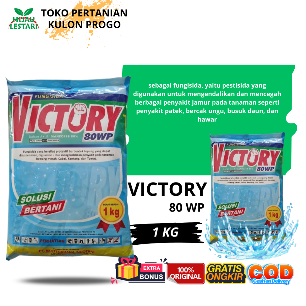 FUNGISIDA VICTORY 80 WP BAHAN AKTIF MANKOZEB 80% / Mengendalikan Jamur Pada tanaman/ Mankozeb kuning