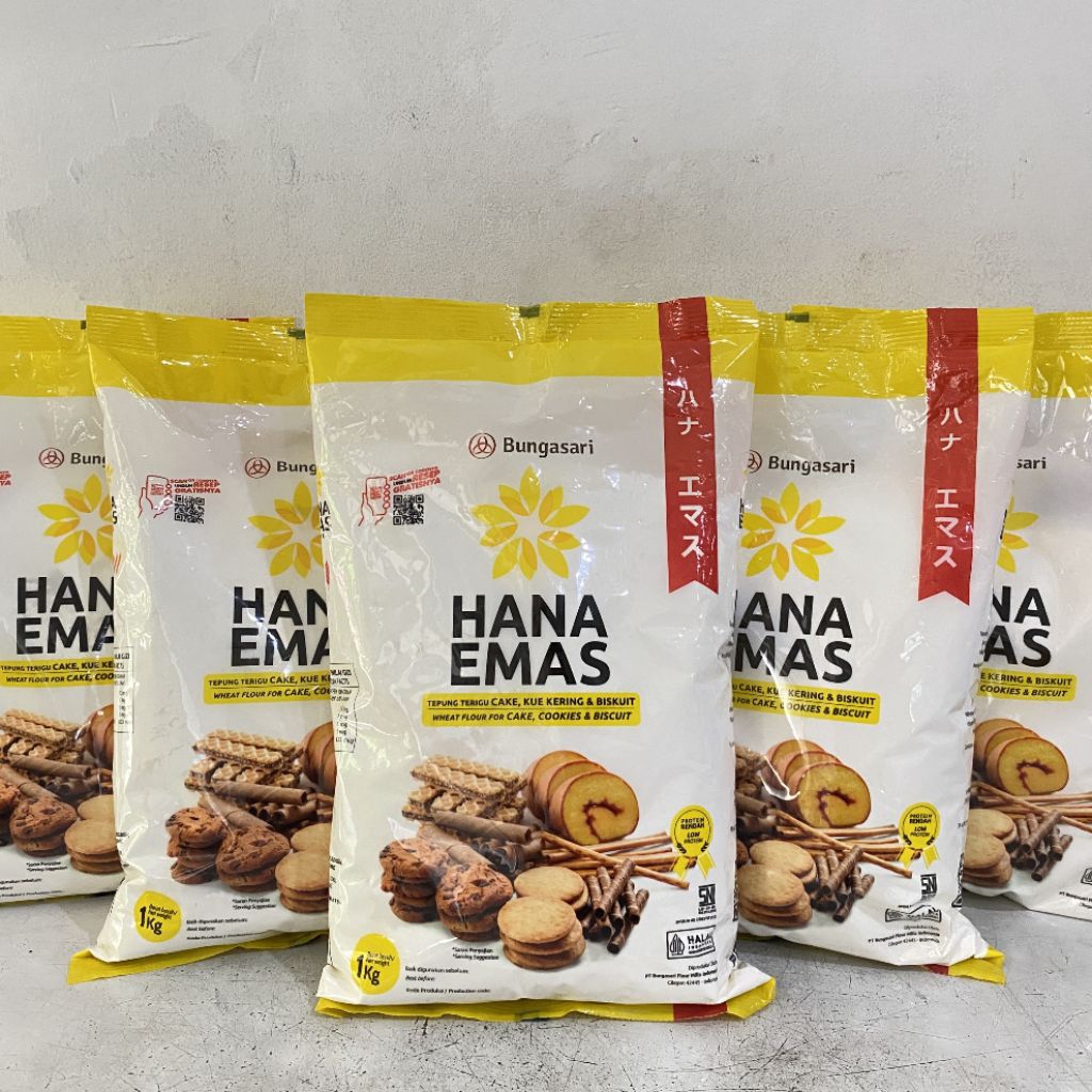 

Bungasari tepung terigu hana emas 1 kg | tepung hana emas | tepung terigu protein rendah