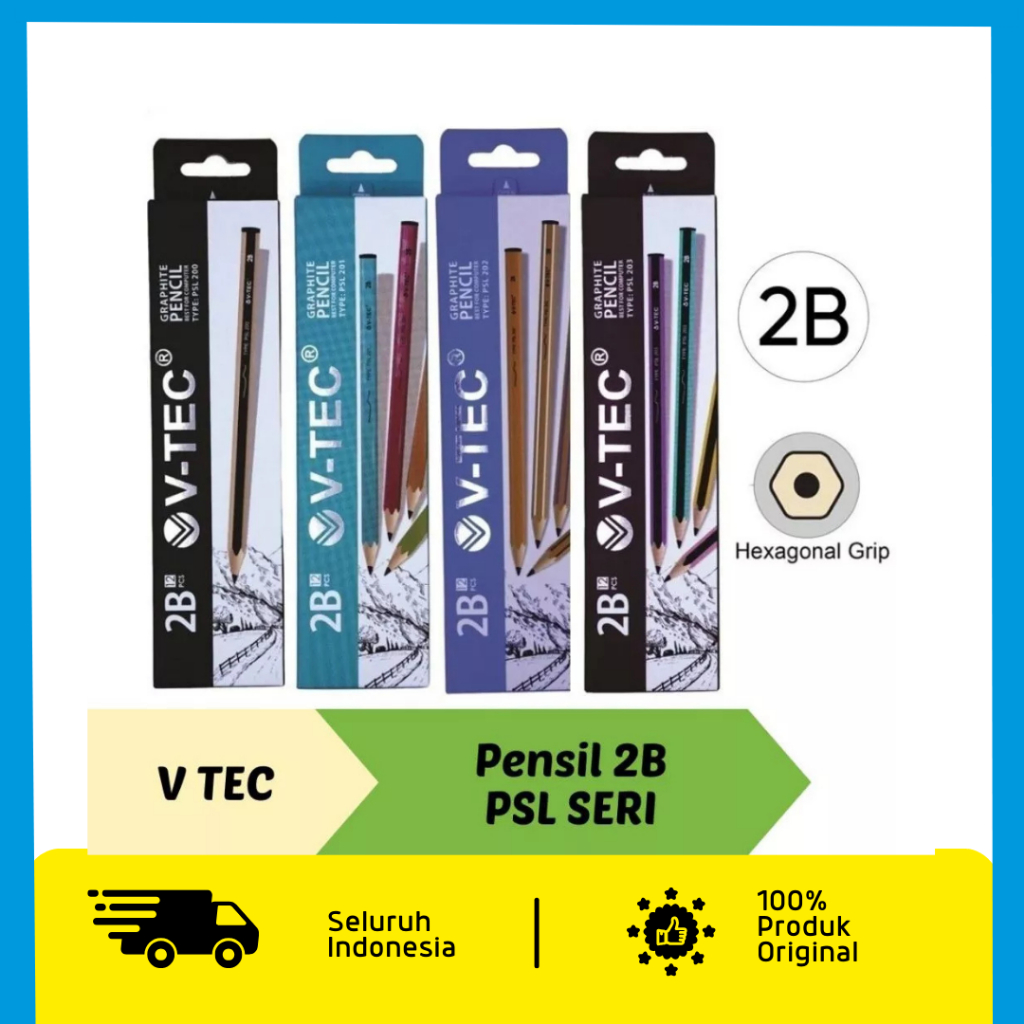

V TEC PENSIL KAYU GRAFIT 2B ISI 12pcs - PENSIL PSL 200 (1 PCK ISI 12)