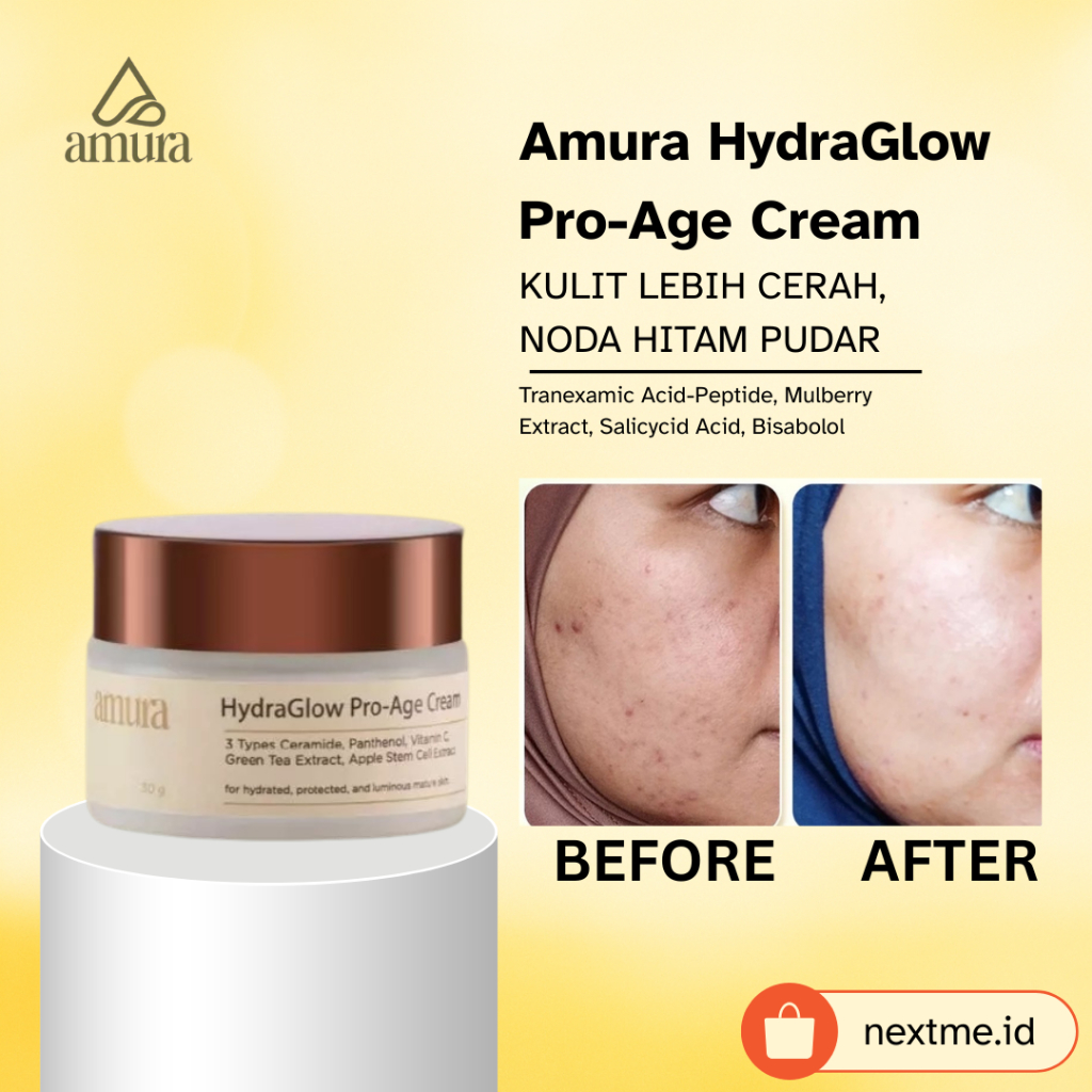 Amura HydraGlow Pro-Age Day Cream 30g | 3X Ceramide Memperkuat Skin Barrier Melembapkan Wajah