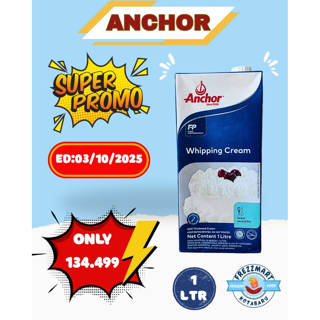 

Whipping Cream Anchor 1 Liter Frezzmart Kotabaru