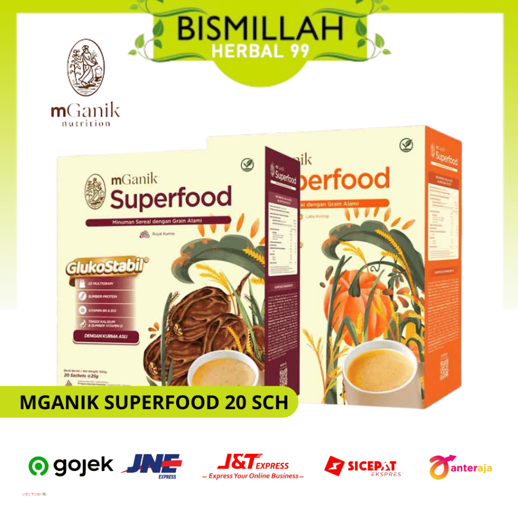 

MGANIK SUPERFOOD - PENGGANTI SARAPAN - MULTIGRAIN SUGARBLOKER - 20 SACHET LABU | KURMA