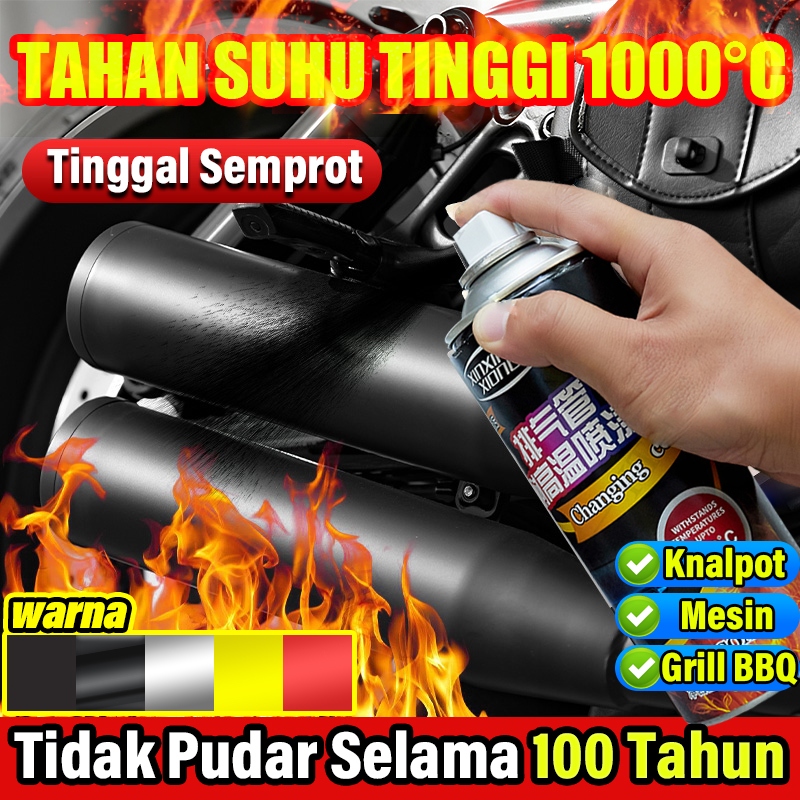 【Tahan suhu tinggi 1000°C】400ML Anti Panas Cat cat knalpot anti panas Pilox Diton Hi Temp Black Hita