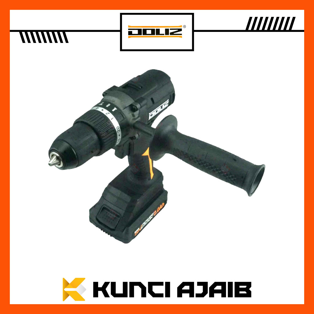 DOLIZ BD617 Cordless Impact Drill 20V Mesin Bor Baterai Charger Wrench
