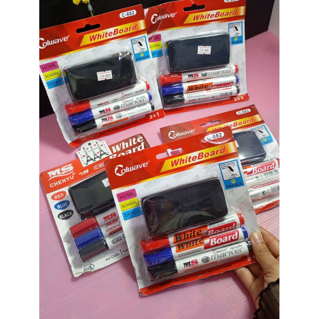 

[aesthetic_aksesoris] spidol set penghapus/white board/spidol merah,biru,hitam/set isi 4