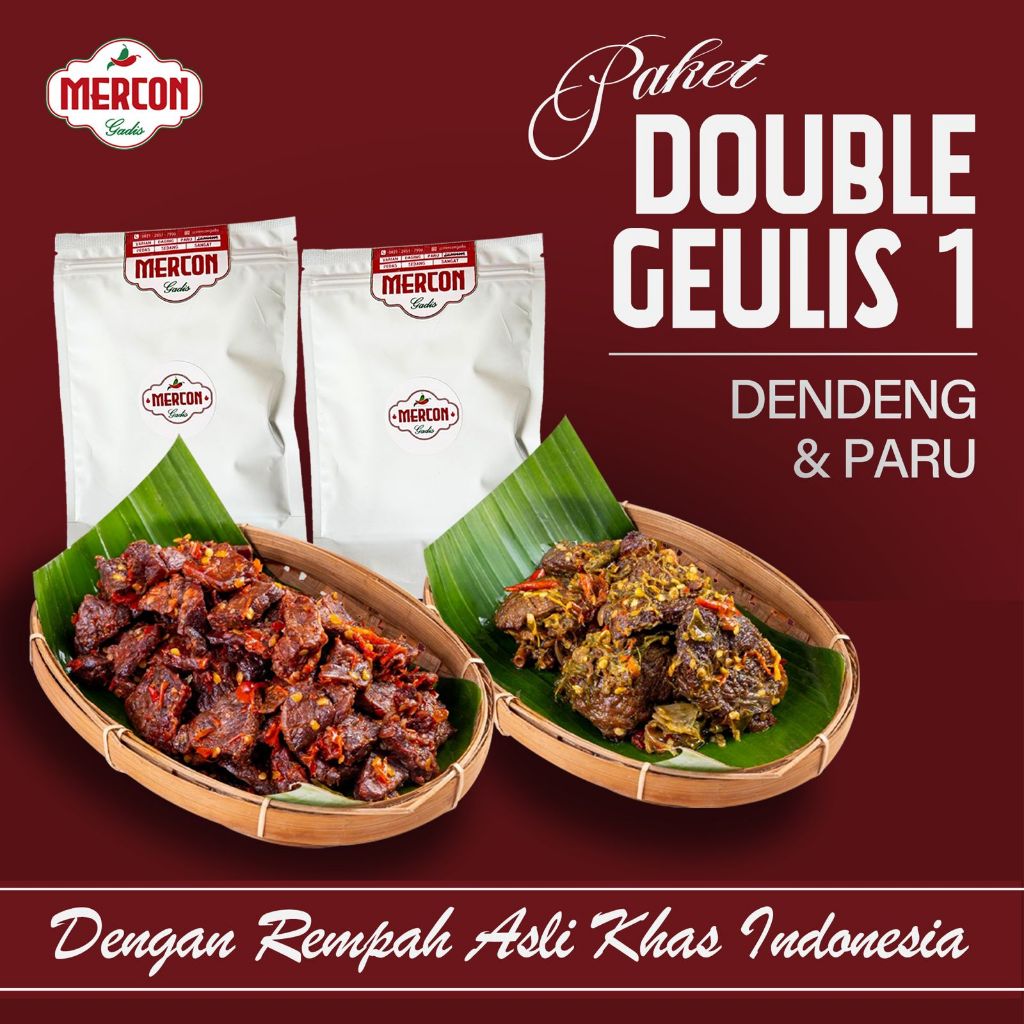 

Mercon Gadis - Paket Double Geulis 1 ( Dendeng Cabe Ijo & Oseng Mercon Paru ) Siap Saji
