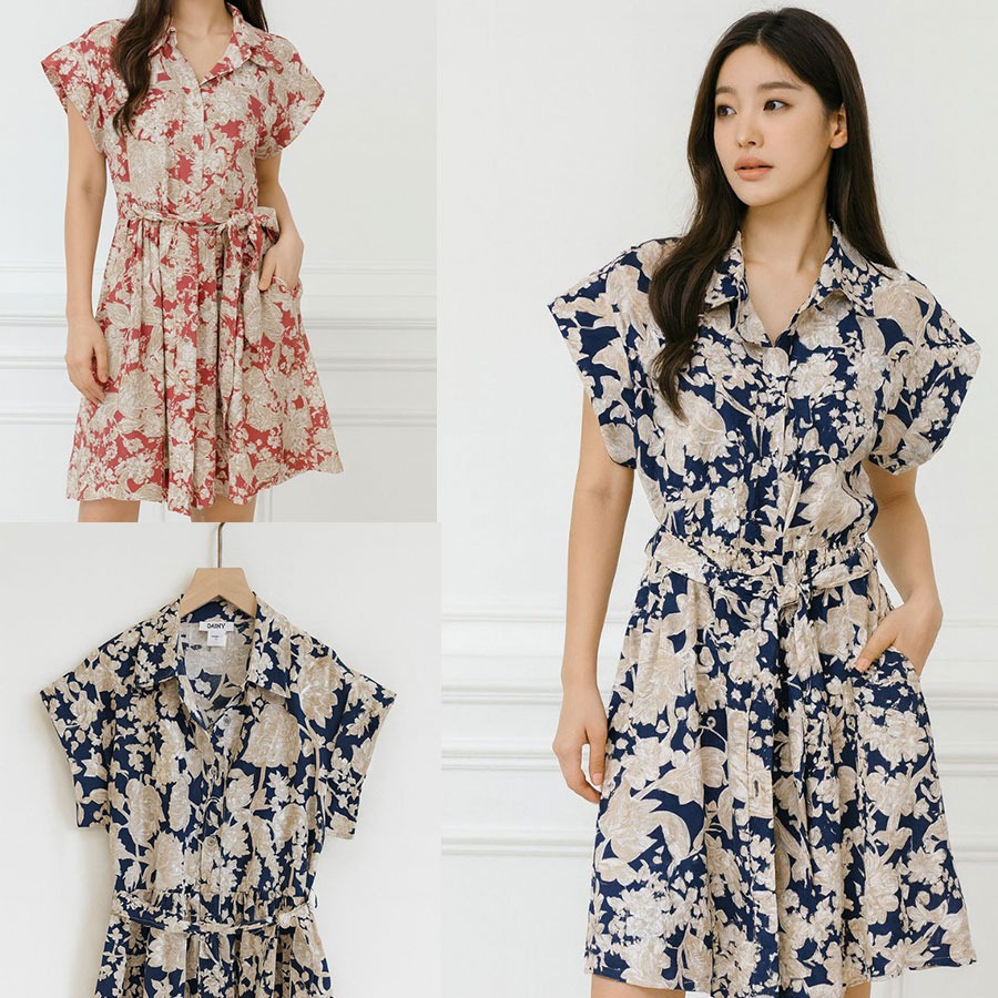[shp] DKNY 129 Flower Dress - Terusan Dress Motif Bunga Bunga Wanita Branded Original