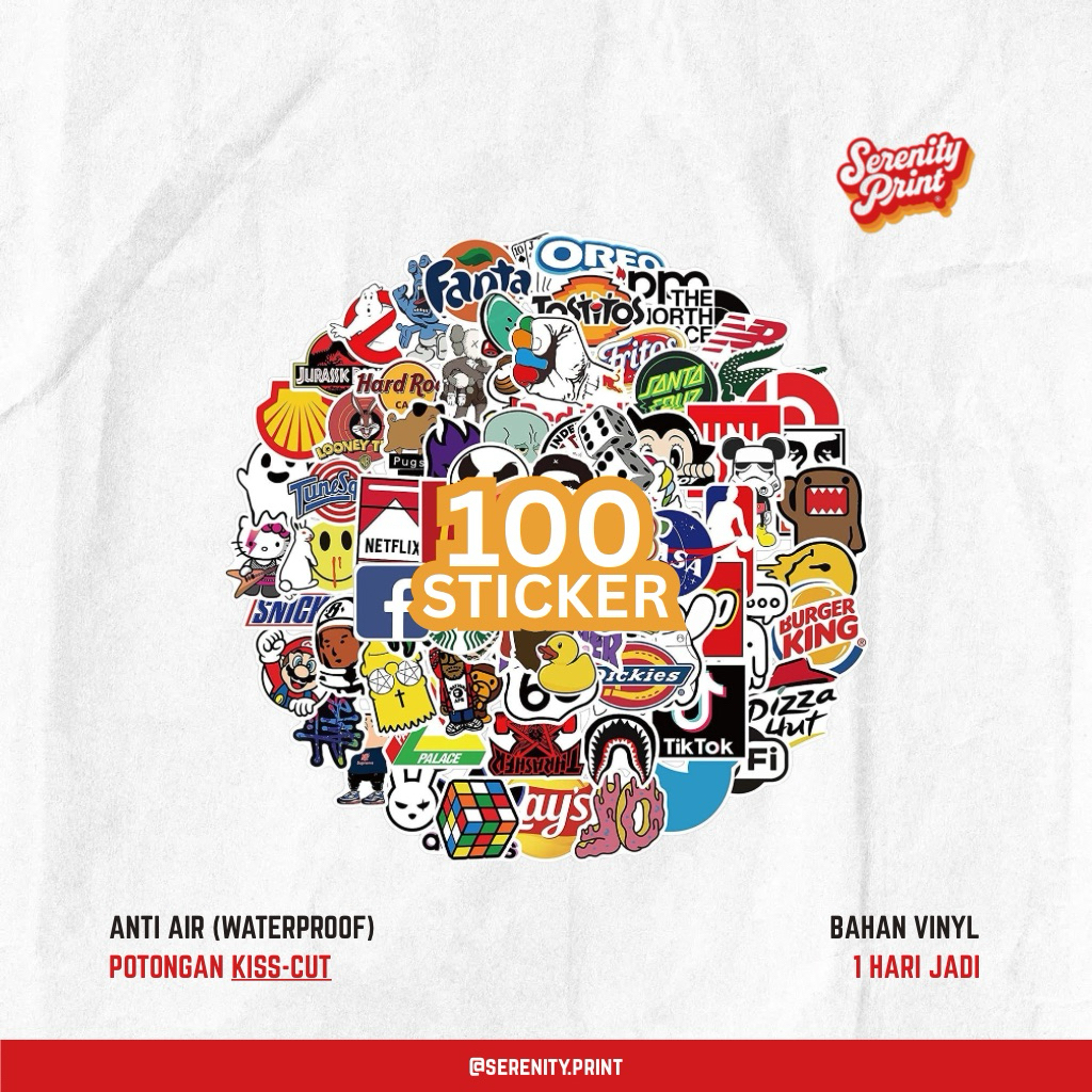 

100 Sticker Pack Skena Hiasan Barang Random Anti Air Vinyl