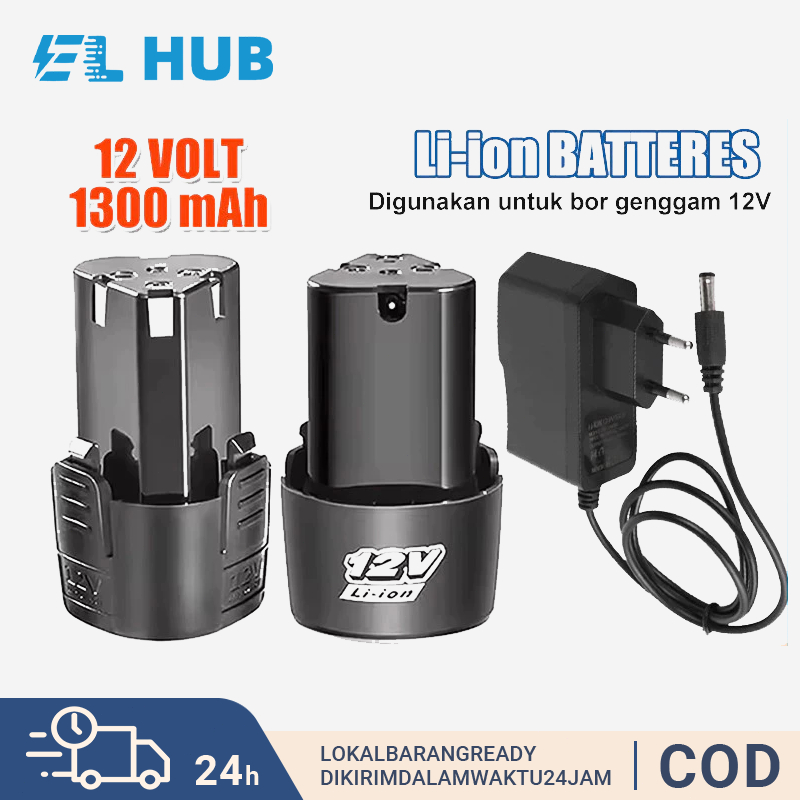 Baterai Mesin Bor Cas 12 Volt 1300mah Baterai 12V 24V Cordless Battery Batre Untuk Bor 12v Paket 1pc