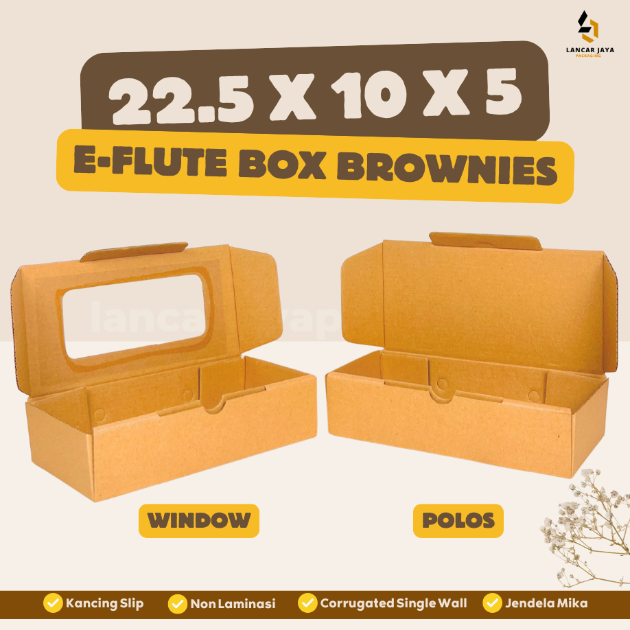 

E-FLUTE Kardus Packaging Olshop Sovenir Hampers Kotak Kue Brownies 22x10x5 cm