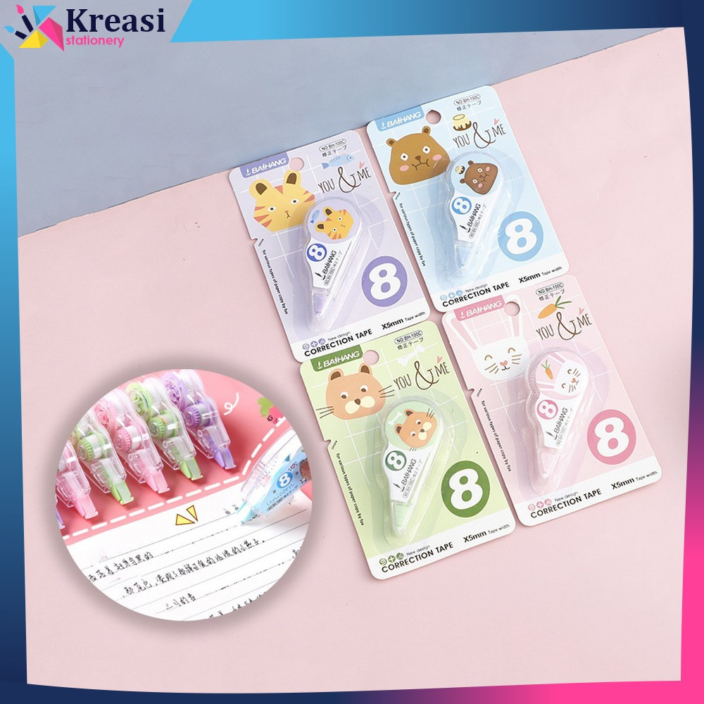 

EC Tipex Roll Kertas Perlengkapan Anak Sekolah Karakter Hewan / Tipe-X Kertas Mini Lucu / Correction Tape Students Pita Koreksi Import Kreasi Stationery A75