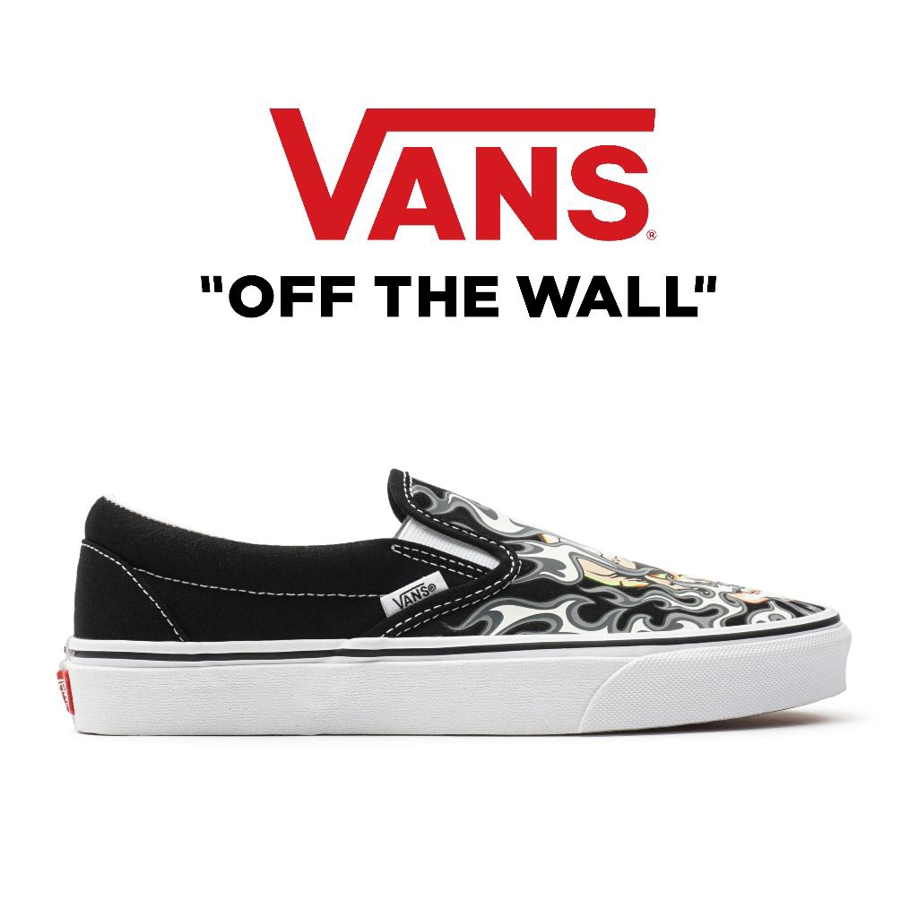 VANS SLIP ON CLASSIC FLAME SKULL ORIGINAL100%