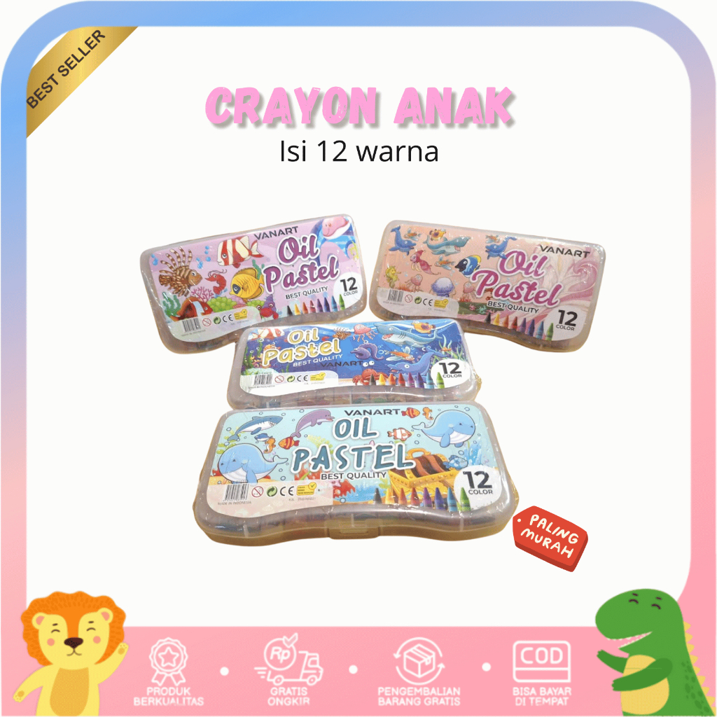 

Crayon Anak Isi 12 Warna Oil Pastel / Krayon Anak Sekolah 12 Warna