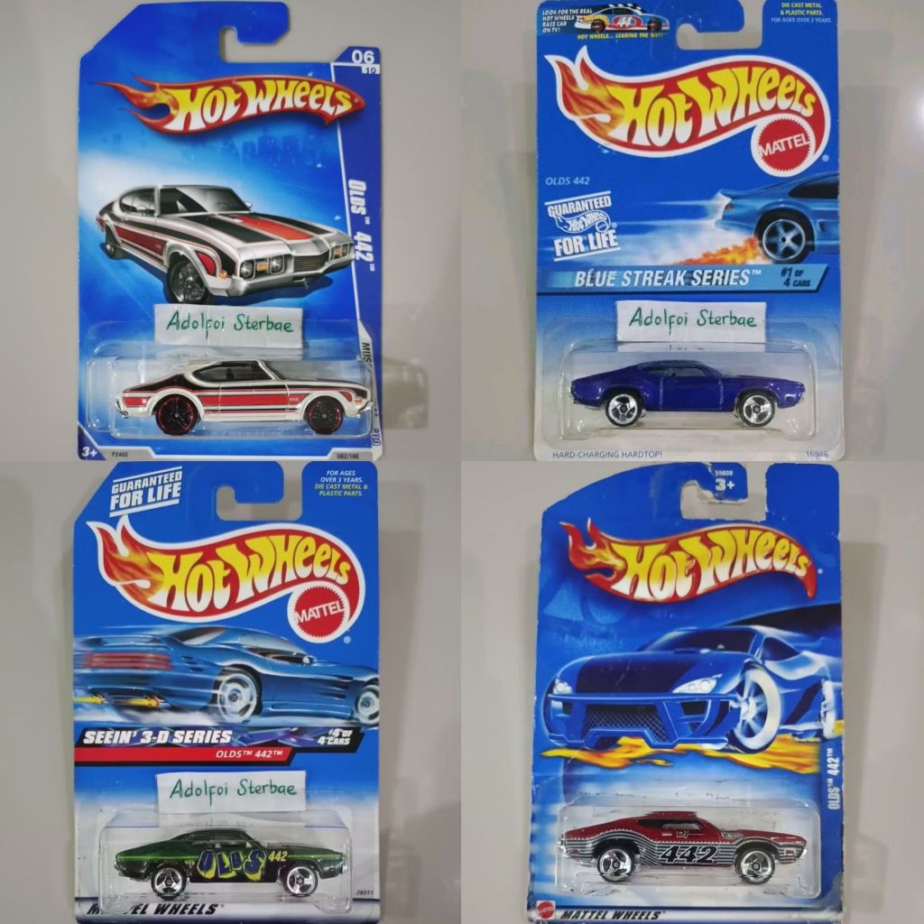 hotwheels hot wheels olds 442 blue streak series hard charging hardtop seein 3d 3-d series muscle ma