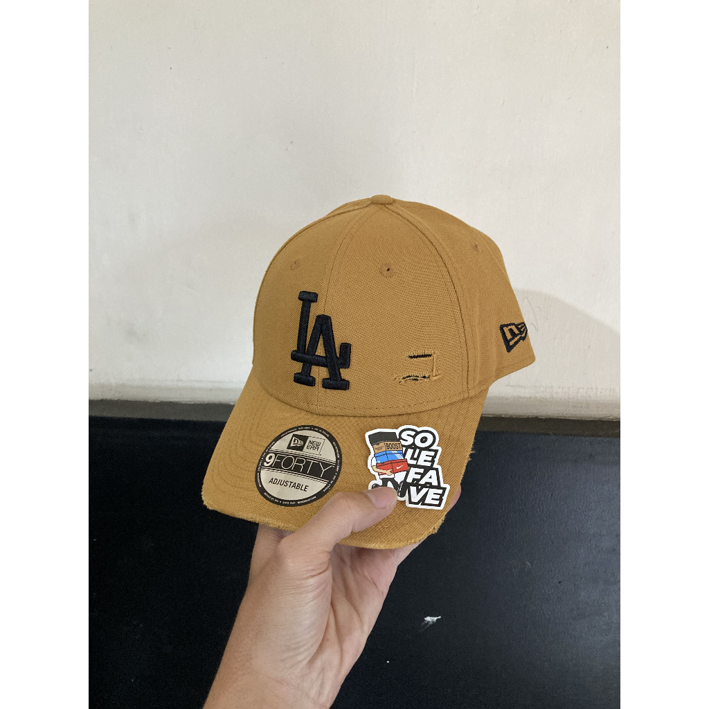 TOPI NE 940 DAMAGE PANAMA x MLB LA DODGERS STRAPBACK TAN ORIGINAL NO BOX