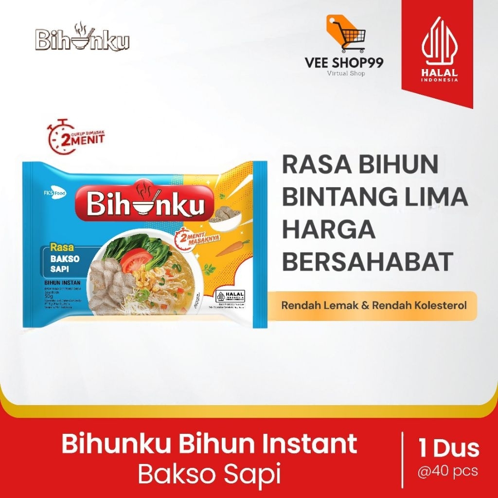 

Bihunku Instan - Bakso - 1 Karton - 40 Pcs - 50gr