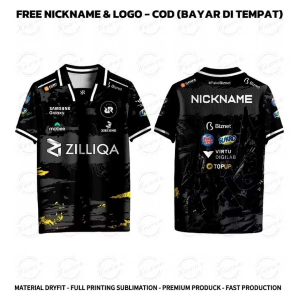 JERSEY RRQ MPL S14 HITAM - FREE NICKNAME DAN NO PUNGGUNG - FULL PRINTING SUBLIMATION