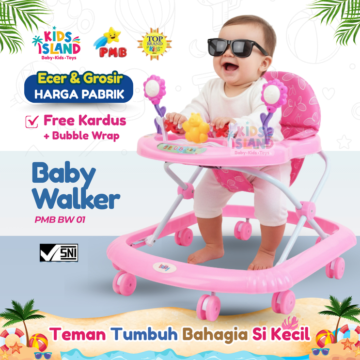 Alat Belajar Jalan Bayi PMB IORA BW01 Baby Walker Musik Lampu Roda Kuat Kereta Bayi Termurah