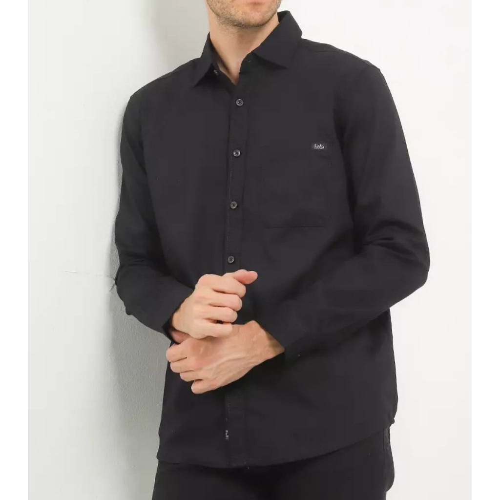 Cotton Pique Shirt KLL561 KEMEJA LENGAN PANJANG LOIS ORIGINAL PRIA WARNA HITAM BLACK