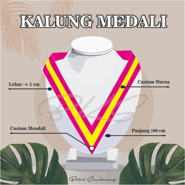 KALUNG GORDON/MEDALI/WISUDA CUSTOM PINK STRIP KUNING