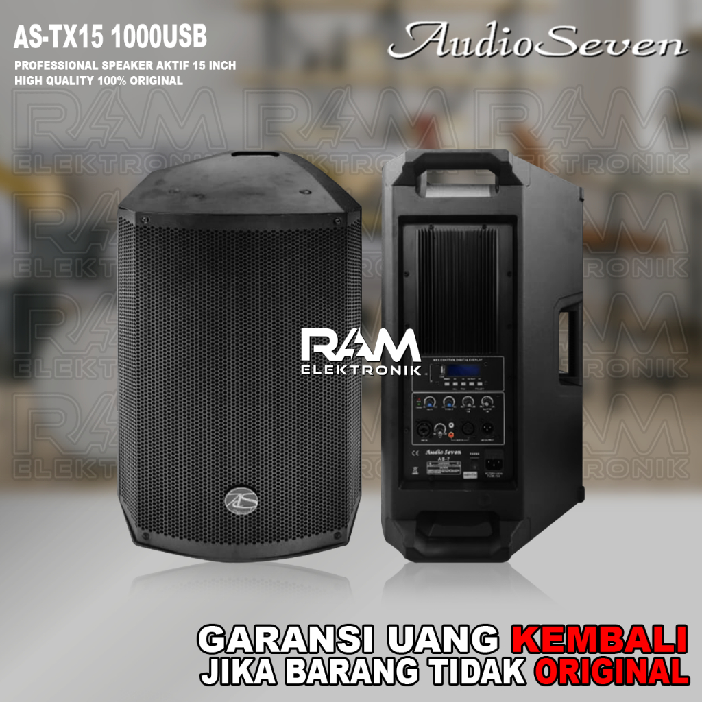 Speaker Aktif 15 Inch AUDIO SEVEN AS TX15 1000 USB Bluetooth Original Harga 1 Pasang