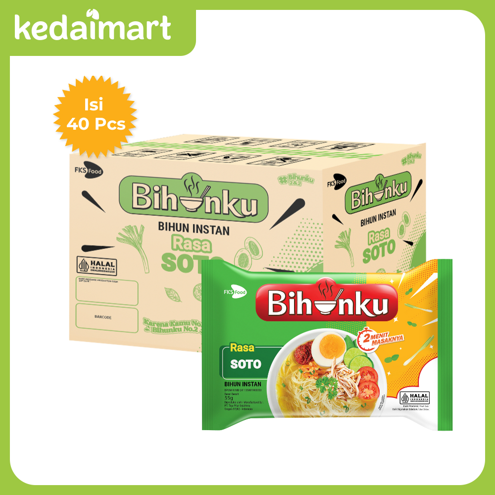 

Bihunku Bihun Instant Rasa Soto Spesial 55 Gram Dus Isi 40
