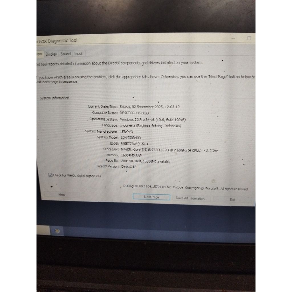 laptop Lenovo Thinkpad x270