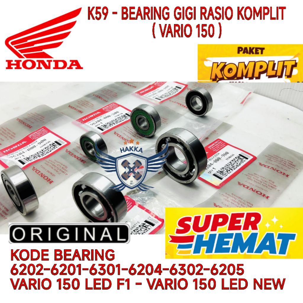 K59 ORIGINAL BEARING GIGI RASIO KOMPLIT HONDA VARIO 150 LED F1, BEARING GIGI RASIO HONDA VARIO 150 L