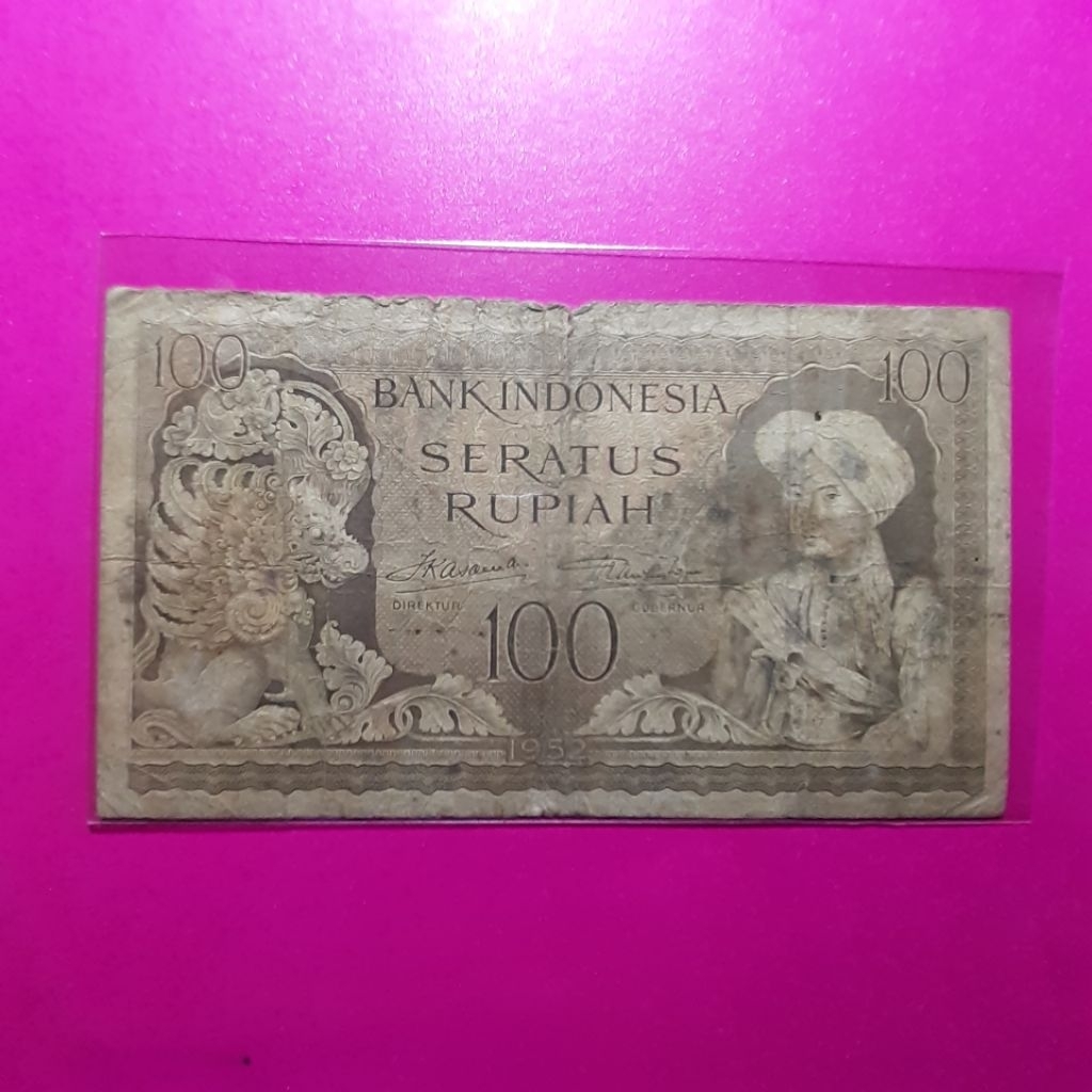 uang kuno 100 rupiah budaya 1952
