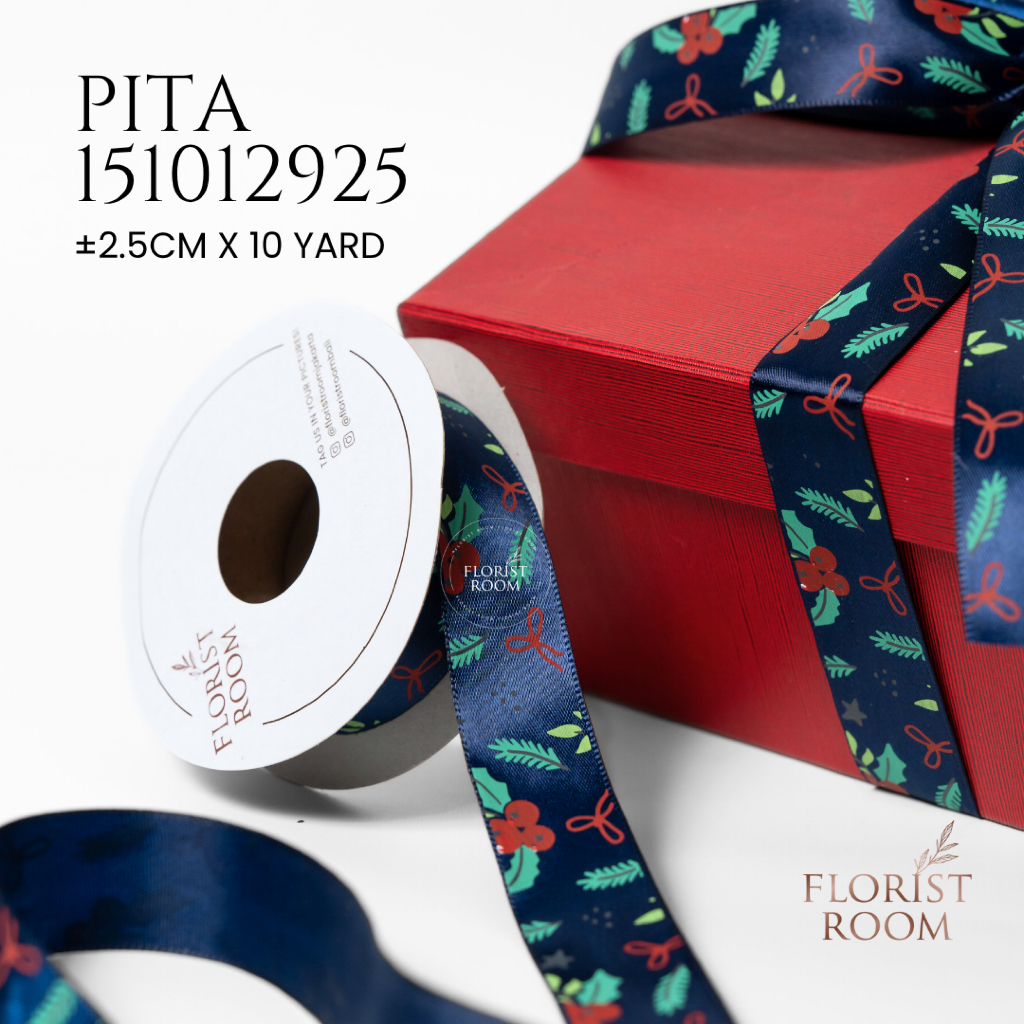 

Christmas Ribbon Kode 151012925 - Pita Satin Motif Natal ±2.5 cm x 10 yard