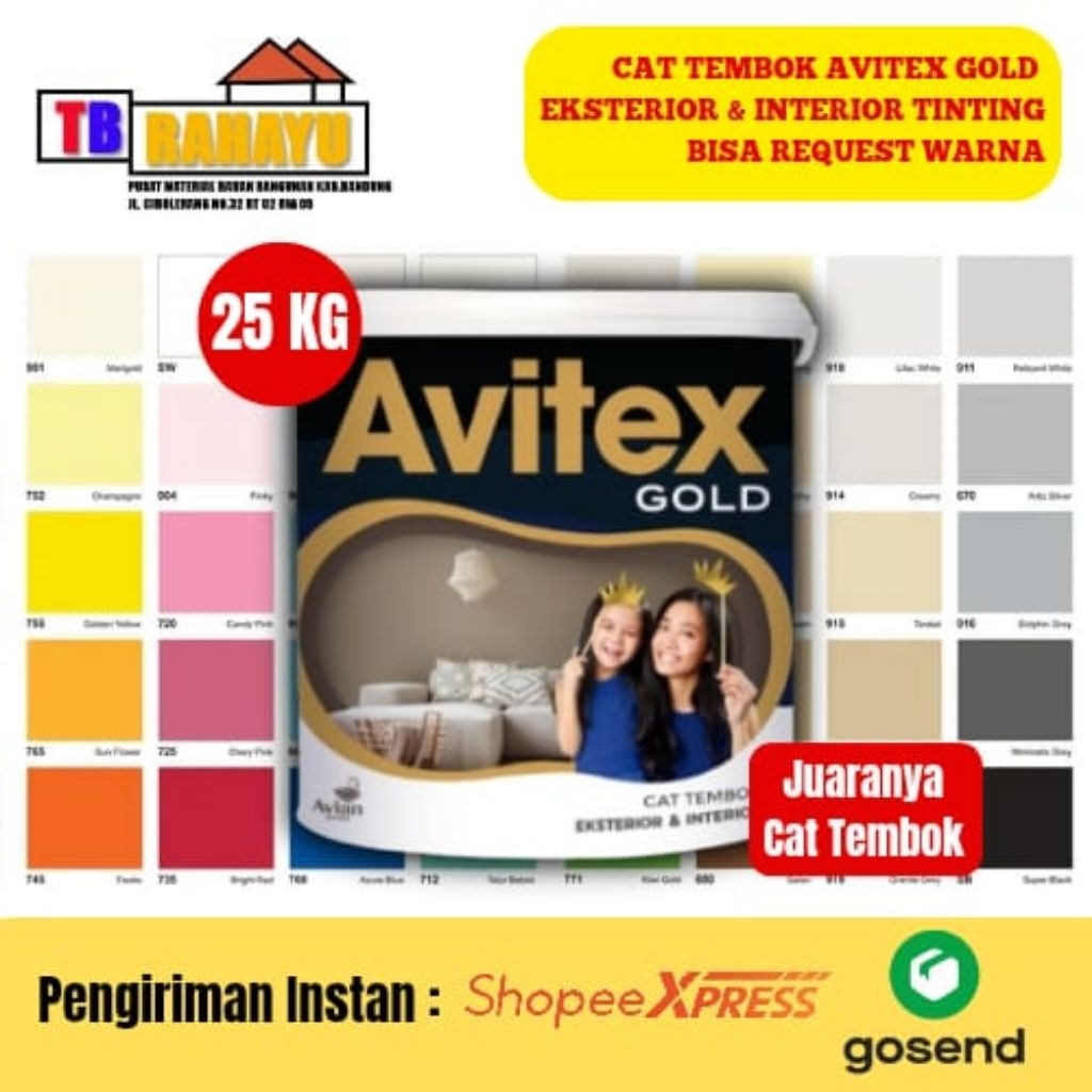 Cat Tembok Eksterior & Interior Avitex Gold, Avitex Gold Cat Tembok Eksterior & Interior - 25 KG