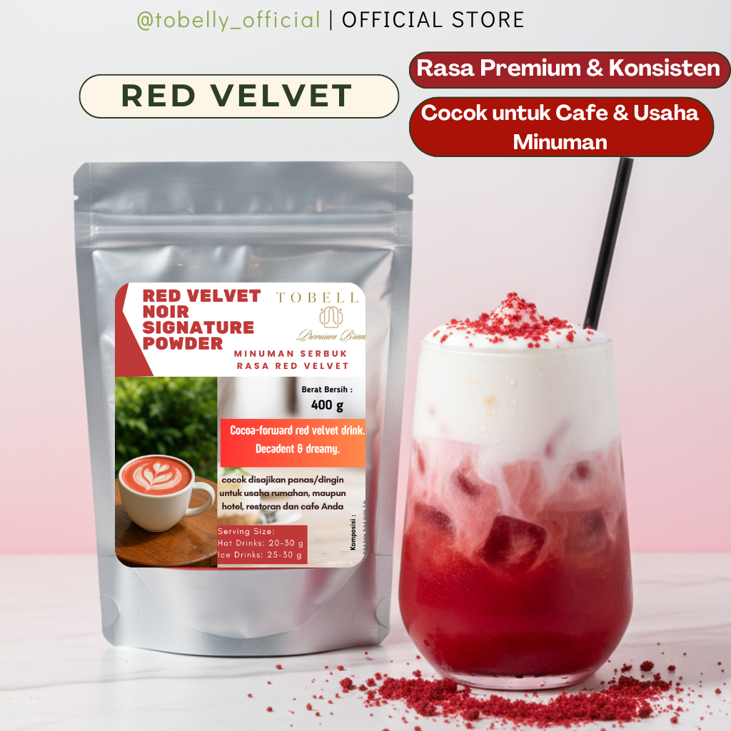 

Tobelly Bubuk Red Velvet 400g | Minuman Red Velvet Latte Premium untuk Cafe & Resto