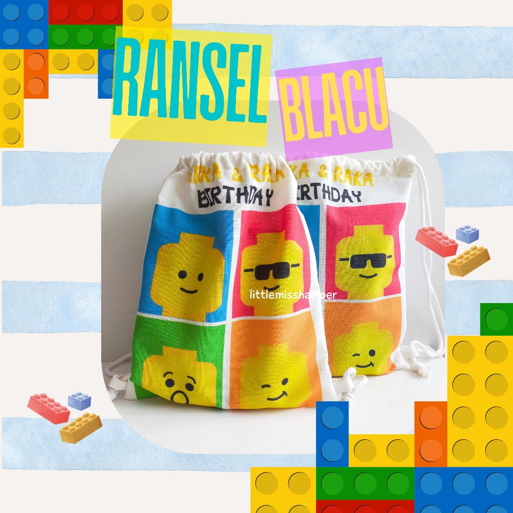 

Souvenir ransel belacu tas blacu ultah anak wedding tempat snack vintage
