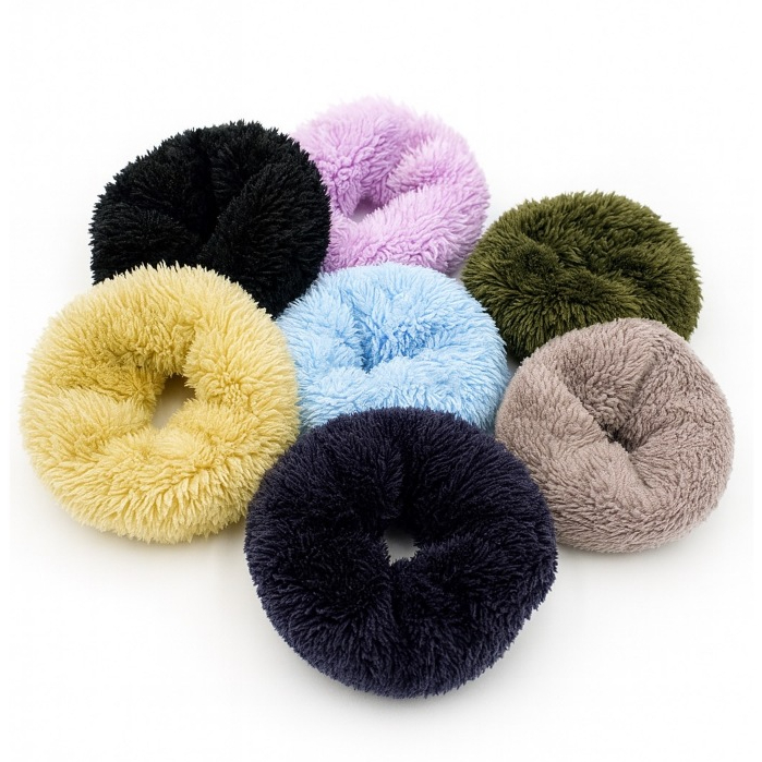 Bandoku - Ikat Rambut Donat Jumbo Ikat Rambut Korea Style Bahan Bulu Halus Scrunchie Donat Premium