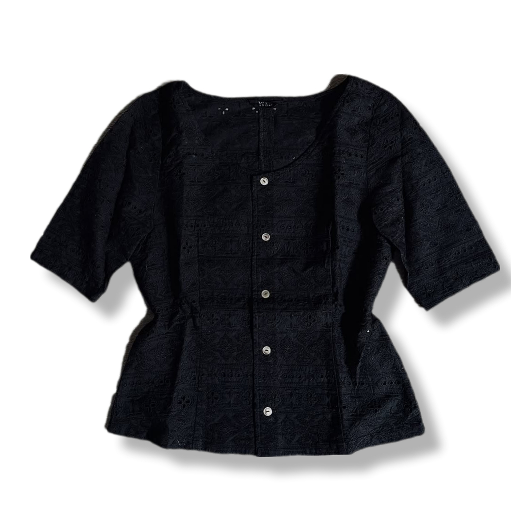 Y'S BIS BY YOHJI YAMAMOTO BLACK BLOUSE WOMEN TOP T-SHIRT | KAOS | JSNG