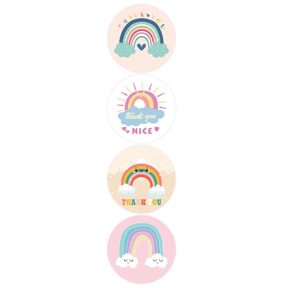 

50pcs Rainbow Thank You Sticker Stiker Terima Kasih Pelangi untuk Online Shop Packing Label Sticker Packaging Seal Segel