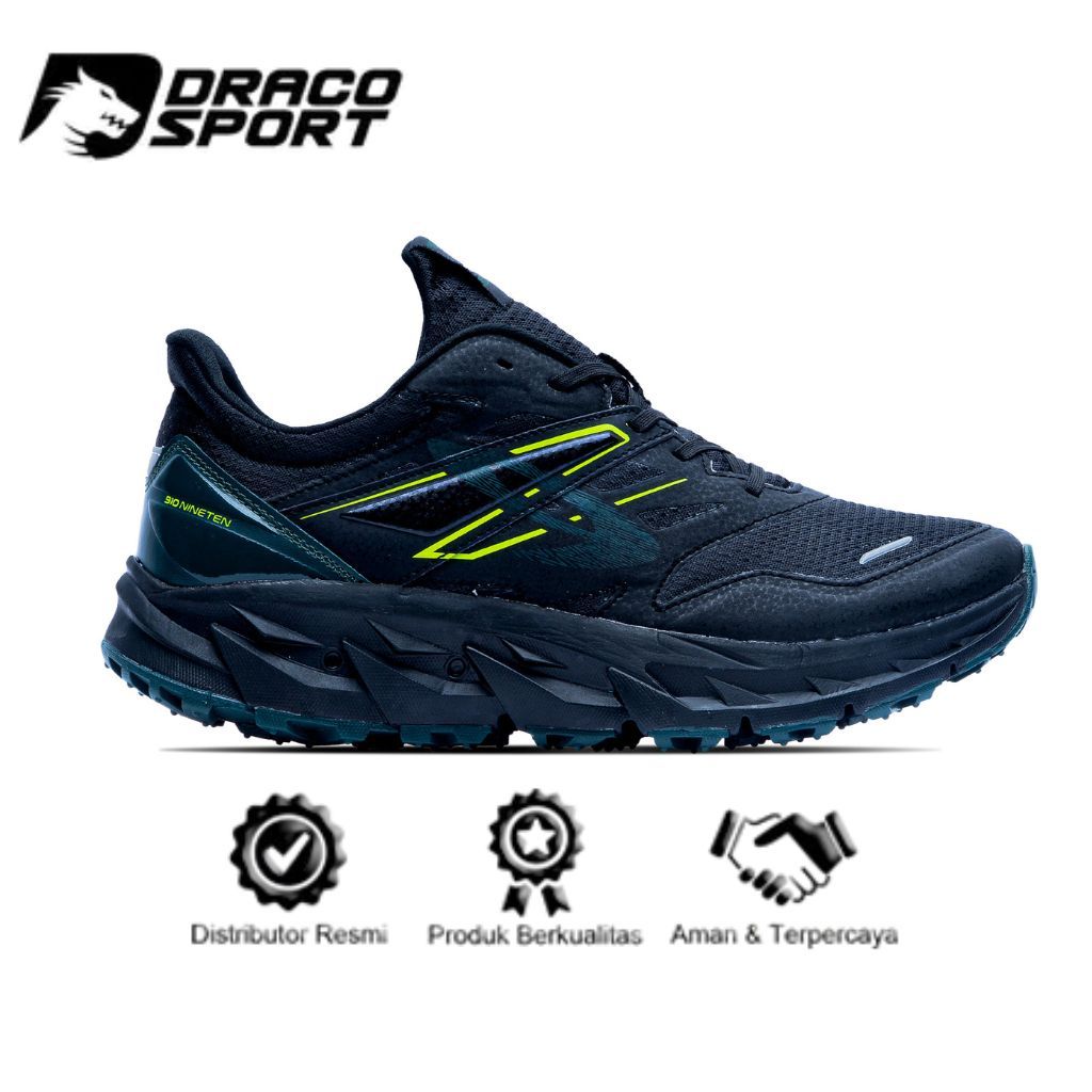 910 NINETEN SEPATU TRAILRUN YUZA EVO HITAM/HIJAU TUA/JINGGA