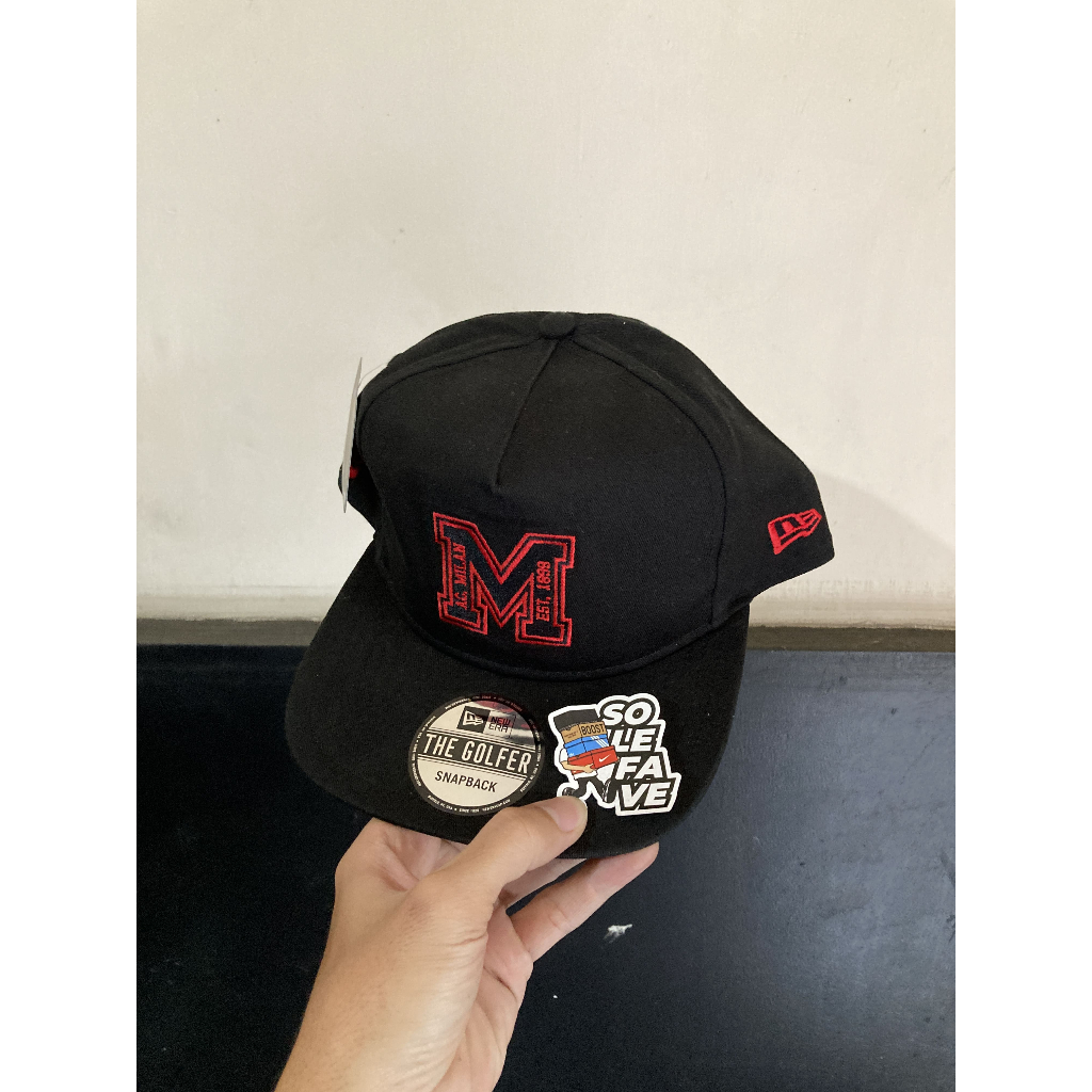 TOPI NEW ERA THE GOLFER x OFFICIAL AC MILAN SNAPBACK BLACK ORIGINAL NO BOX