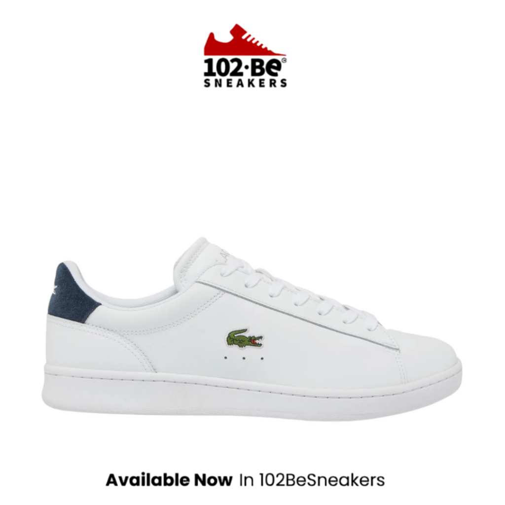 Sepatu Lacoste carnaby set leather men's sneakers shoes - white Original