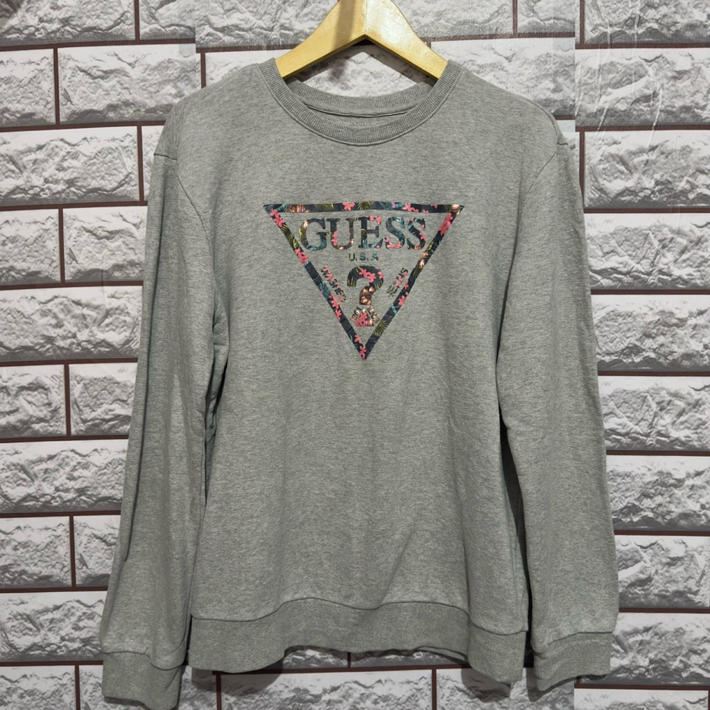Guess Abu-abu - Flower Big Center Logo (Crewneck)