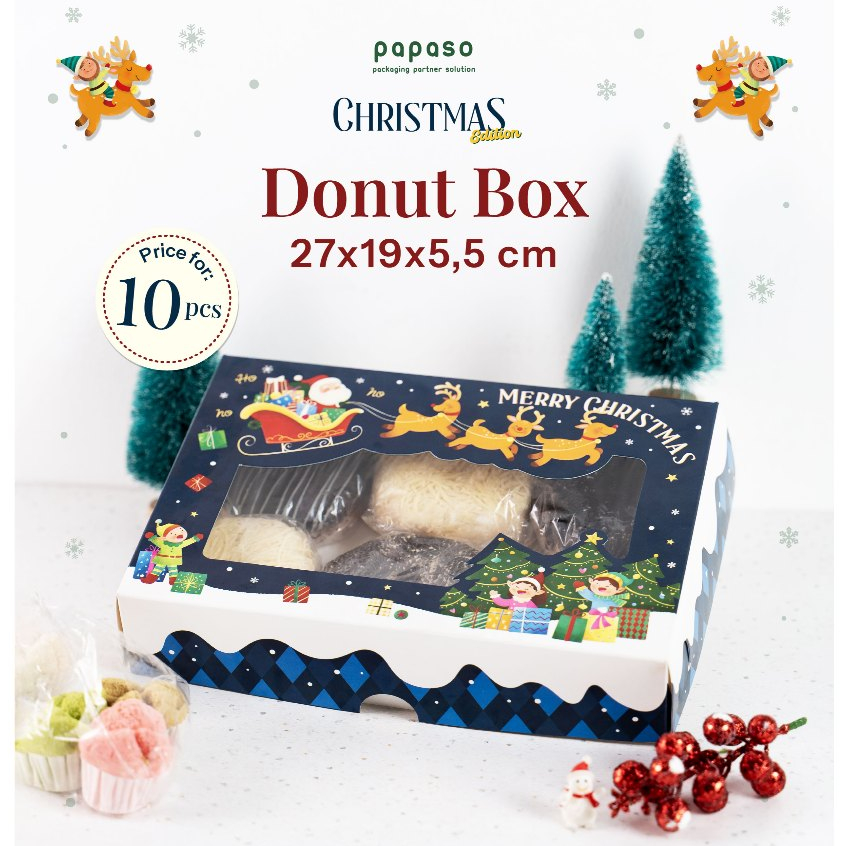 

Donut Box Christmas/ Dus Donut Natal/ Kotak Roti Donat 27x19x5,5 cm