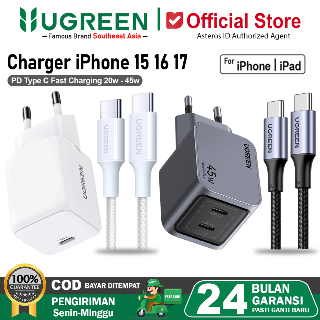 UGREEN Charger iPhone 15 16 17 Pro Max Series Type C to Type-C Fast Charging 20W 30W 45W