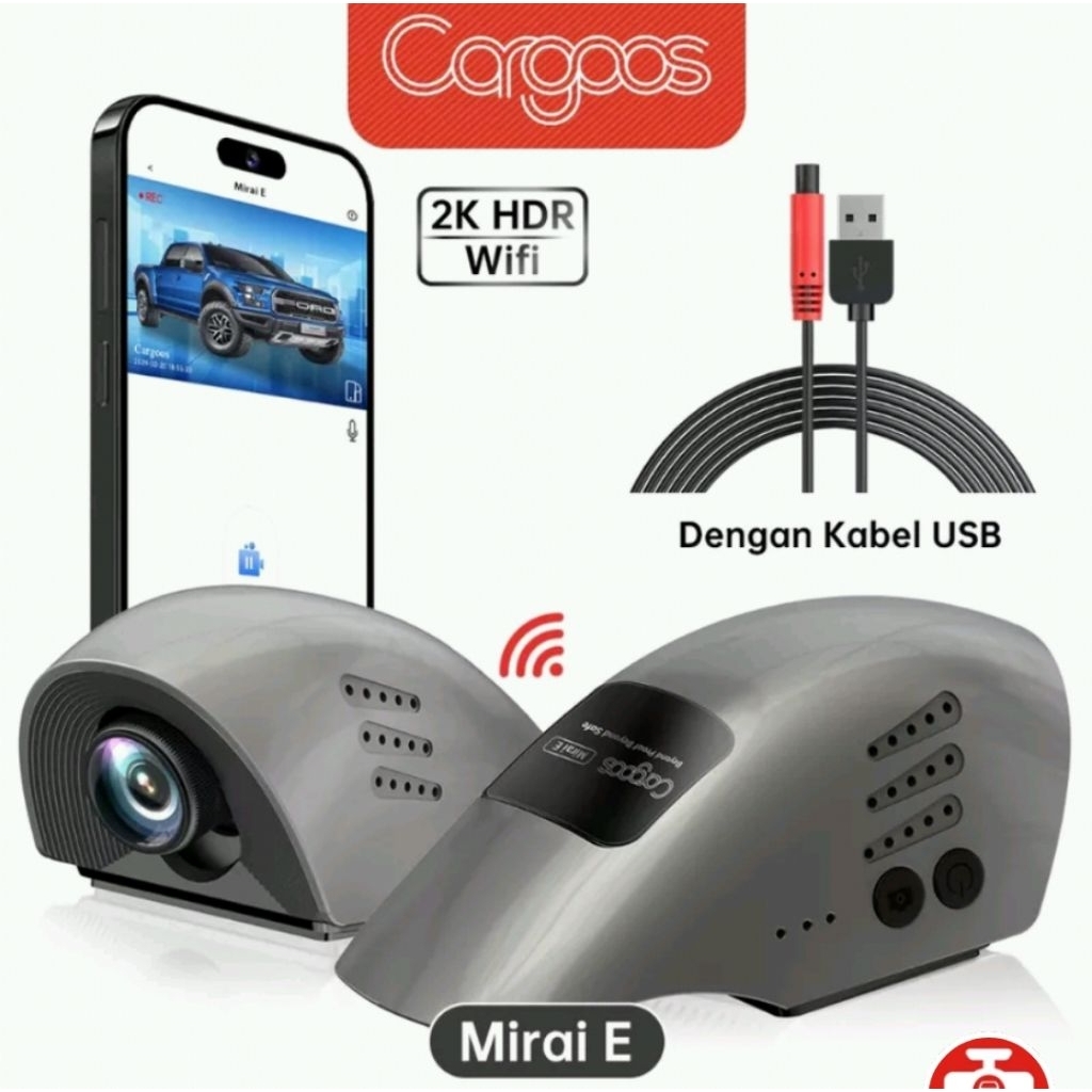 Dashcam Cargoos Mirai E 1440P WiFi Layar IPS 1.5" Wide Angle 140 G-Sensor