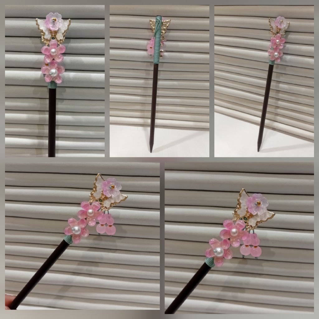 cucuk konde modern bunga sakura pink untuk sanggul / aksesoris sanggul / aksesoris rambut