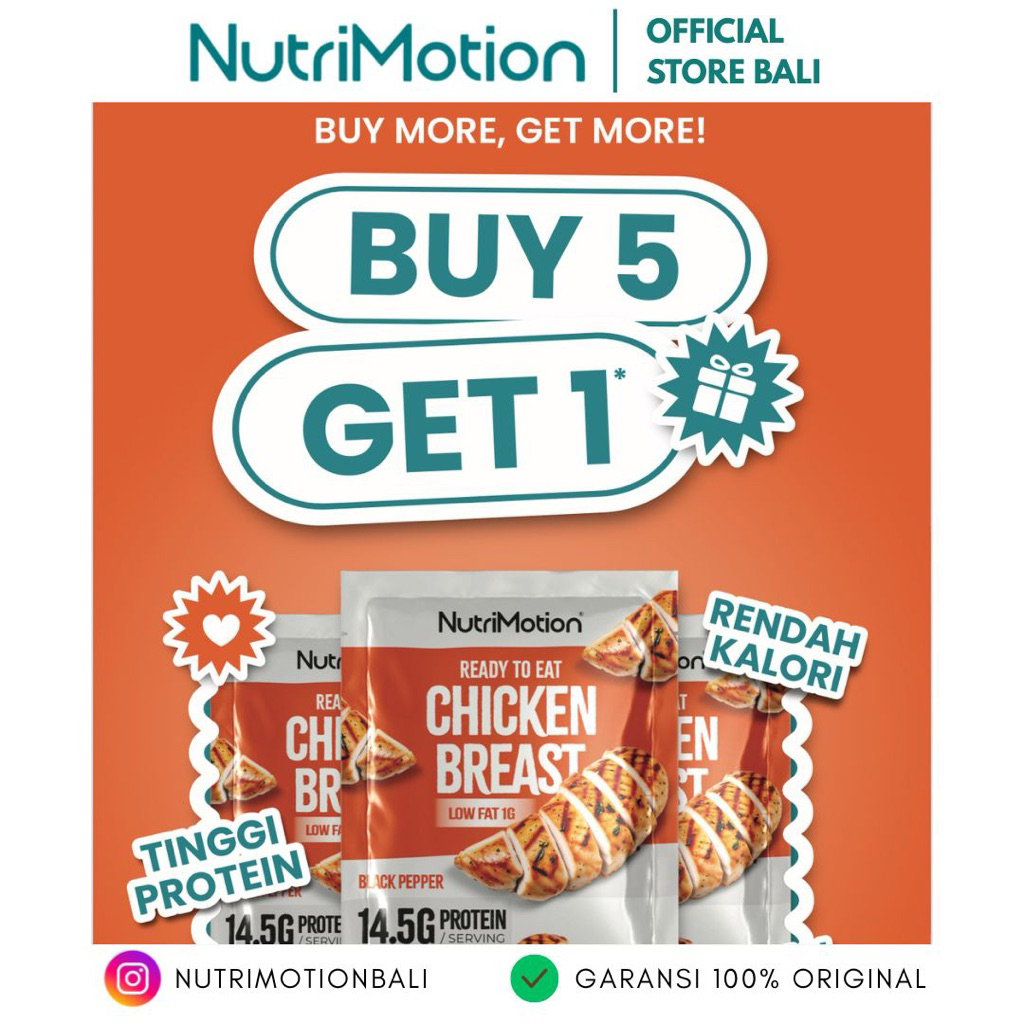 

[6pcs] PROMO Murah Chicken Breast NutriMotion Dada Ayam Tinggi Protein Ready to Eat Langsung Makan | Paket Bundling murah | Rendah Lemak & Kalori