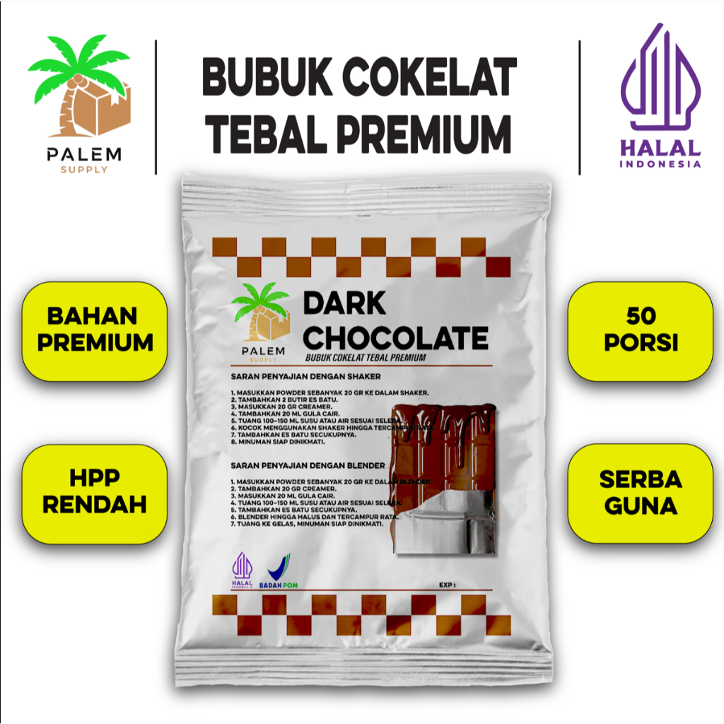 

Bubuk Minuman Coklat DARK CHOCO powder 1000gr - PALEM SUPPLY