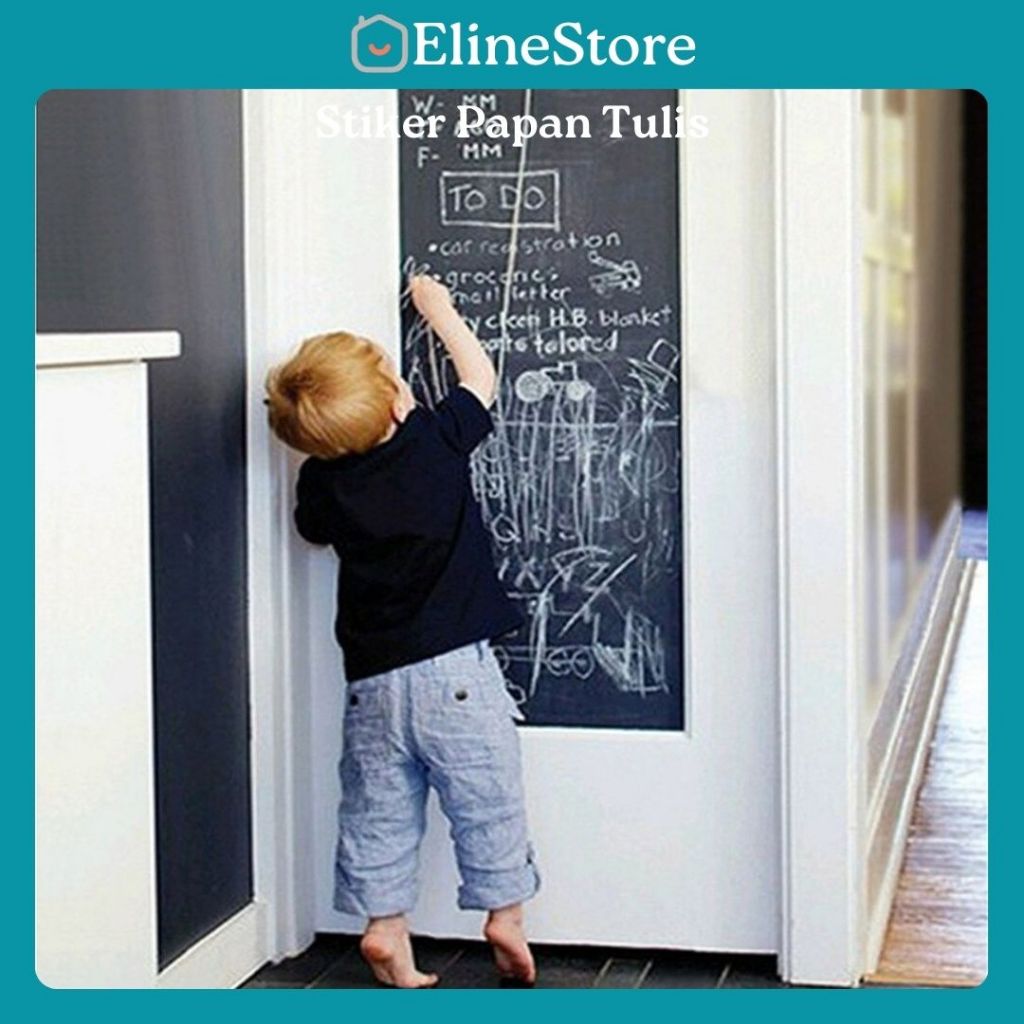 

(FREE KAPUR 5PCS) Stiker Dinding Papan Tulis Kapur Flexible Warna hitam - Wallpaper Dinding Tulis Untuk Si Kecil belajar tulis - Elinetore